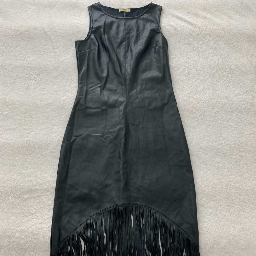 Faux Leather Fringe Dress